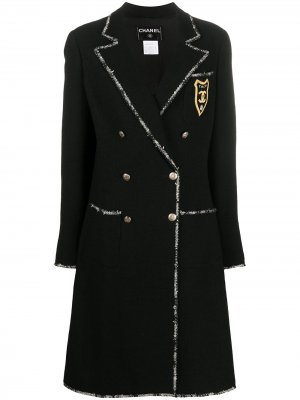 Двубортное пальто длины миди 2005-го года Chanel Pre-Owned. Цвет: черный