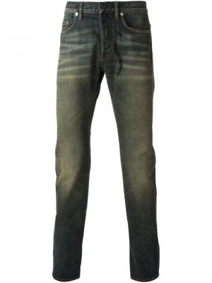 Зауженные джинсы с эффектом потёртости Dior Homme. Цвет: синий