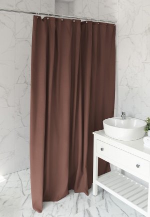 Штора для ванной DeNastia 200x200см, полиэстер. Цвет: коричневый