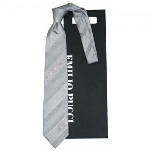 Серебристый галстук в полоску 848526 Emilio Pucci. Цвет: розовый