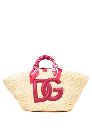 Розово-бежевая женская пляжная сумка Dolce&Gabbana