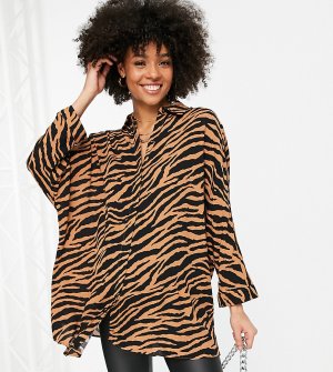 Oversized-рубашка с тигровым принтом Maternity-Разноцветный Topshop