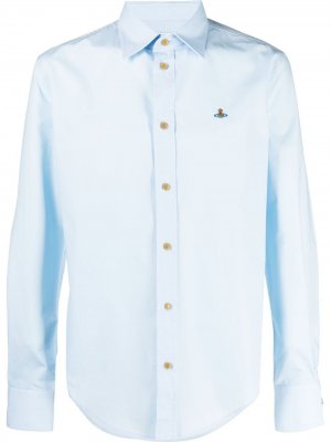 Рубашка с длинными рукавами и вышитым логотипом Vivienne Westwood. Цвет: синий