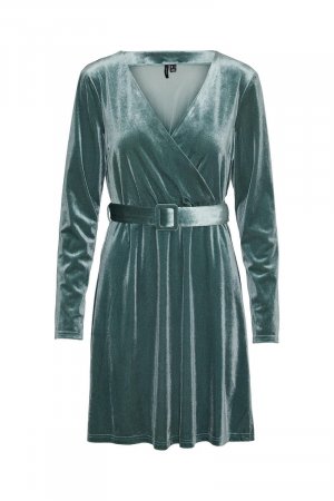 Короткое бархатное платье с эффектом бархата , зеленый Vero Moda