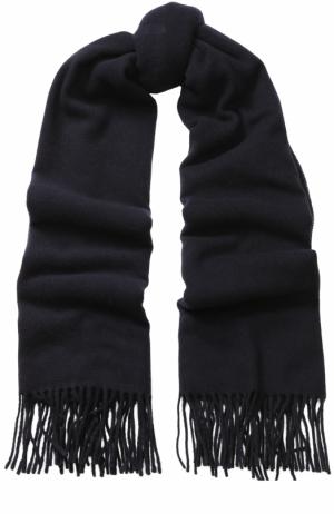 Шерстяной шарф с бахромой Drykorn. Цвет: синий