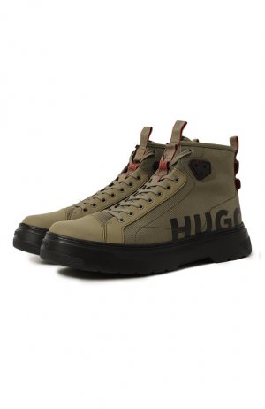 Комбинированные ботинки HUGO. Цвет: хаки