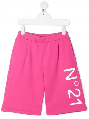 Спортивные шорты с логотипом Nº21 Kids. Цвет: розовый