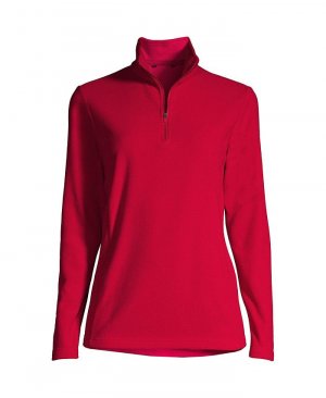 Женский флисовый пуловер с молнией в четверть размера для миниатюрных размеров Lands' End, красный Lands' End. Цвет: красный