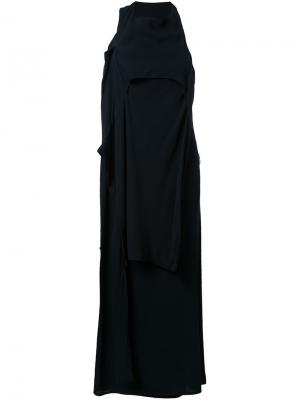 Асимметричное длинное платье Eckhaus Latta. Цвет: черный