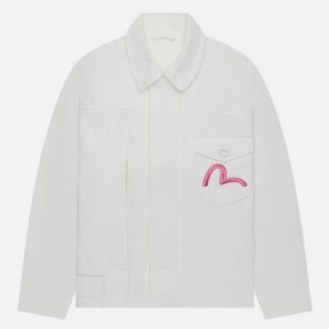 Женская джинсовая куртка Daruma Embroidered & Printed Stripes Evisu. Цвет: белый