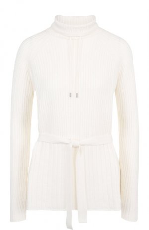 Кашемировый пуловер с поясом и воротником-стойкой Loro Piana. Цвет: белый