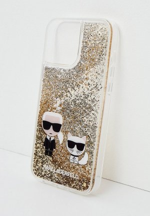 Чехол для iPhone Karl Lagerfeld 13 Pro Max, Liquid glitterKarl & Choupette Gold. Цвет: золотой