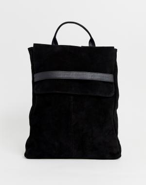 Замшевый рюкзак с клапаном и ремешком -Синий ASOS DESIGN