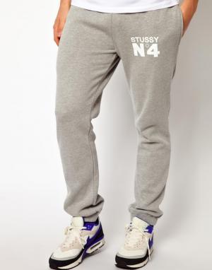 Прямые спортивные штаны с логотипом Fit No.4 Stussy. Цвет: серый