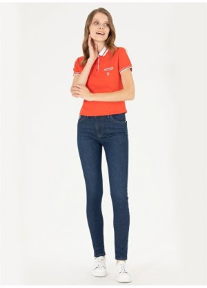 Синие женские джинсовые брюки Skinny с нормальной талией и узкими штанинами U.S. Polo Assn.
