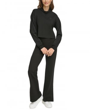 Женский свитшот с воротником-хомутом и стразами , черный DKNY