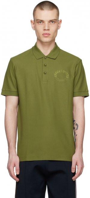 Зеленая футболка-поло с дубовыми листьями Burberry