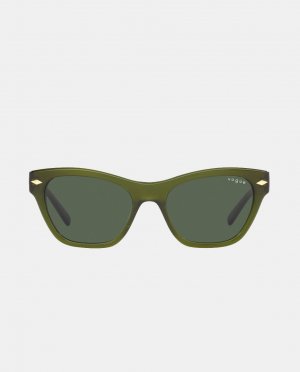 Зеленые женские солнцезащитные очки «кошачий глаз» из ацетата, зеленый Vogue