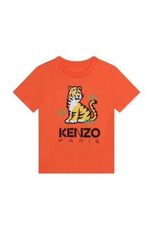 Детская хлопковая футболка Kenzo kids, оранжевый Kids