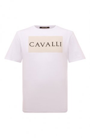Хлопковая футболка Roberto Cavalli. Цвет: белый