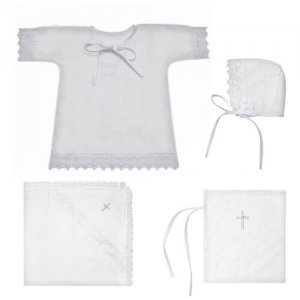 Крестильный набор (3 предмета: пеленка, рубашечка, чепчик) AmaroBaby Little Angel детский, размер 62-68, белый. Цвет: белый