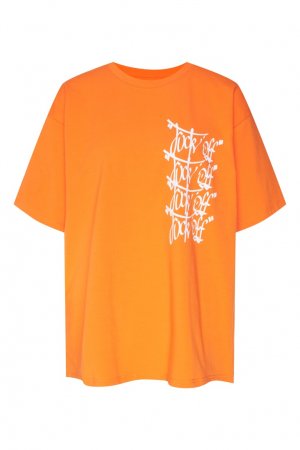 Оранжевая футболка с принтом ZIQ & YONI. Цвет: оранжевый