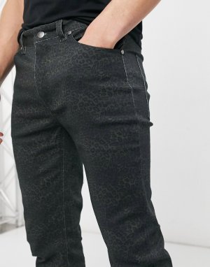 Зауженные джинсы из денима с леопардовым принтом в тон изделия Leopard Camo Alessandro-Черный цвет WESC