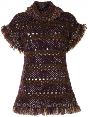 Вязаное платье с зеркальным декором Chanel Pre-Owned. Цвет: фиолетовый