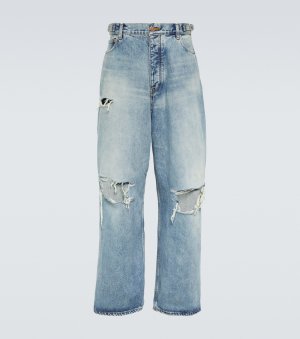 Потертые джинсы широкого кроя , синий Balenciaga