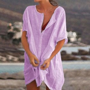 Пляжная накидка , УФ-защита, размер 46 48 50, фиолетовый нет бренда. Цвет: фиолетовый