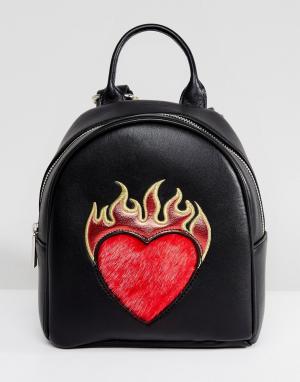 Маленький рюкзак с сердцем Skinnydip. Цвет: черный