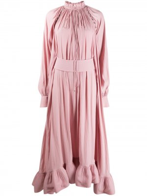 Вечернее платье с оборками и длинными рукавами LANVIN. Цвет: розовый