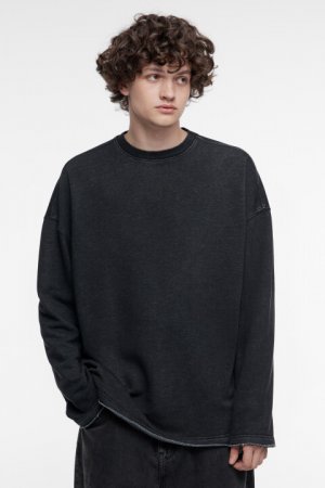 Свитшот oversize рваный с вареным эффектом befree. Цвет: черный