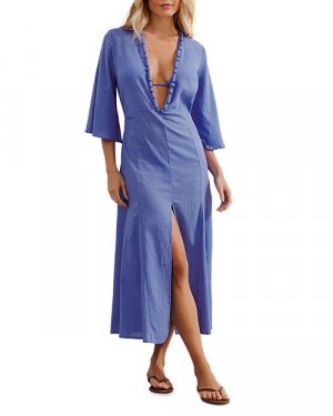 Платье для плавания Karlie Cotton с V-образным вырезом ViX, цвет Blue Vix