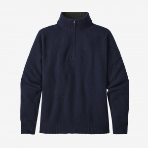 Мужской свитер из переработанного кашемира с молнией 1/4 , темно-синий Patagonia