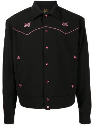 Куртка-рубашка с вышитым логотипом Needles. Цвет: черный