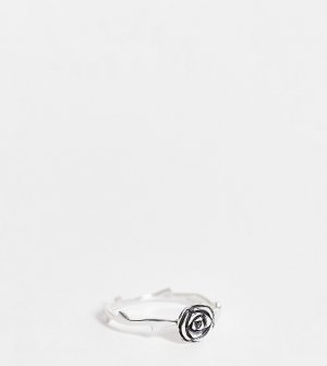 Кольцо из стерлингового серебра с дизайном в виде розы -Серебристый ASOS DESIGN