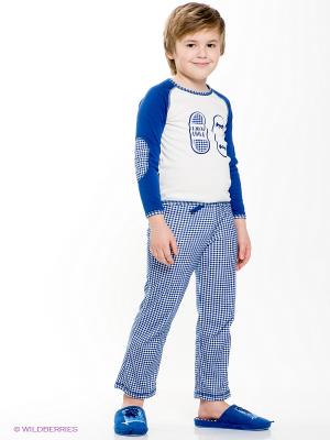 Пижама Lucky Child. Цвет: темно-синий, молочный