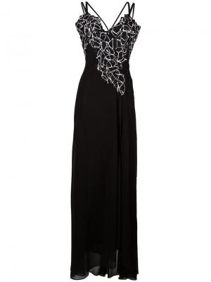 Вечернее платье с кружевом Versace Collection. Цвет: чёрный
