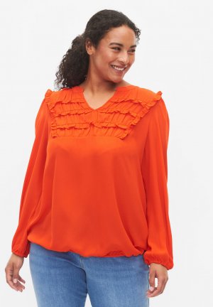 Блузка с длинными рукавами, оранжевый Zizzi