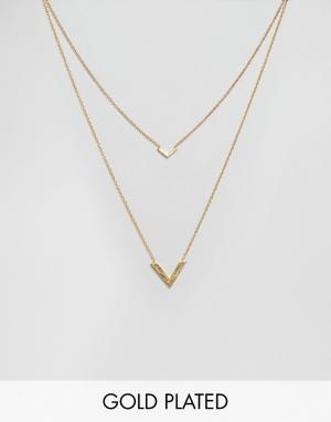 Двухрядное ожерелье с V-образными подвесками Knox Gorjana. Цвет: золотой