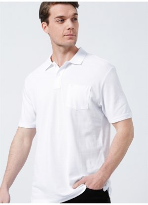 Однотонная белая мужская футболка-поло с воротником поло Pierre Cardin