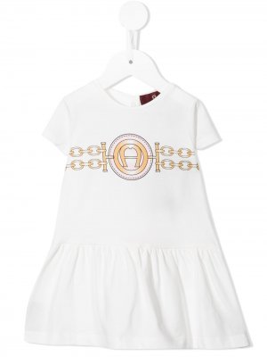 Платье-футболка с логотипом Aigner Kids. Цвет: белый