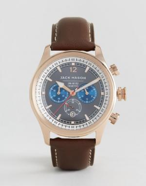 Часы с хронографом и коричневым кожаным ремешком Nautical - Jack Mason. Цвет: коричневый
