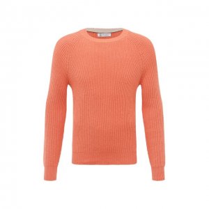 Хлопковый свитер Brunello Cucinelli. Цвет: оранжевый