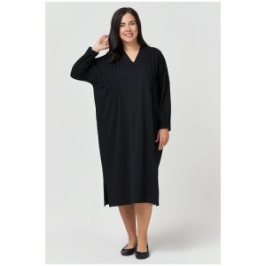 Платье Olsi, свободный силуэт, миди, размер 52, черный plus size OLS. Цвет: синий