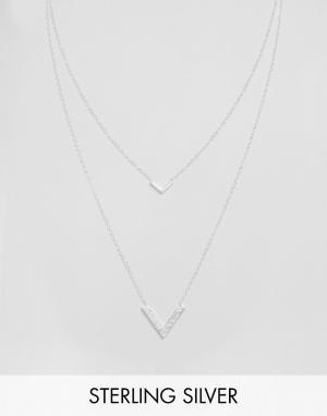 Двухрядное ожерелье с V-образными подвесками Knox Gorjana. Цвет: серебряный
