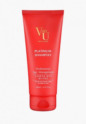 Шампунь Von U корейский / Для сухой кожи головы и поврежденных волос Platinum Shampoo 200 мл. Цвет: розовый