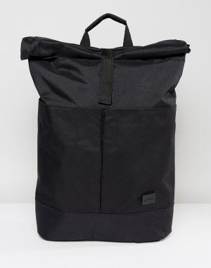Черный рюкзак с подворачивающимся верхним клапаном Spiral. Цвет: черный