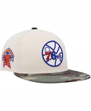 Мужская кремовая камуфляжная бейсболка Philadelphia 76ers Hardwood Classics 1976 NBA All-Star Game Off, белая облегающая шляпа Mitchell & Ness